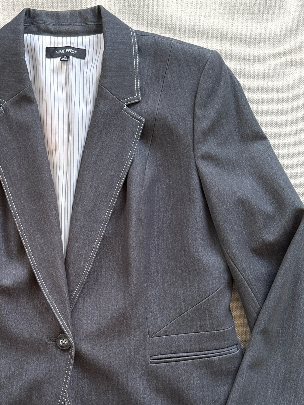 Nine West Women's Charcoal Gray Single-Button Blazer